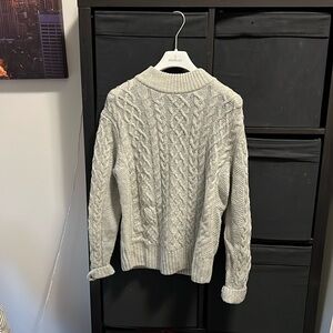 Uniqlo Grey Wool Cable Knit Sweater
